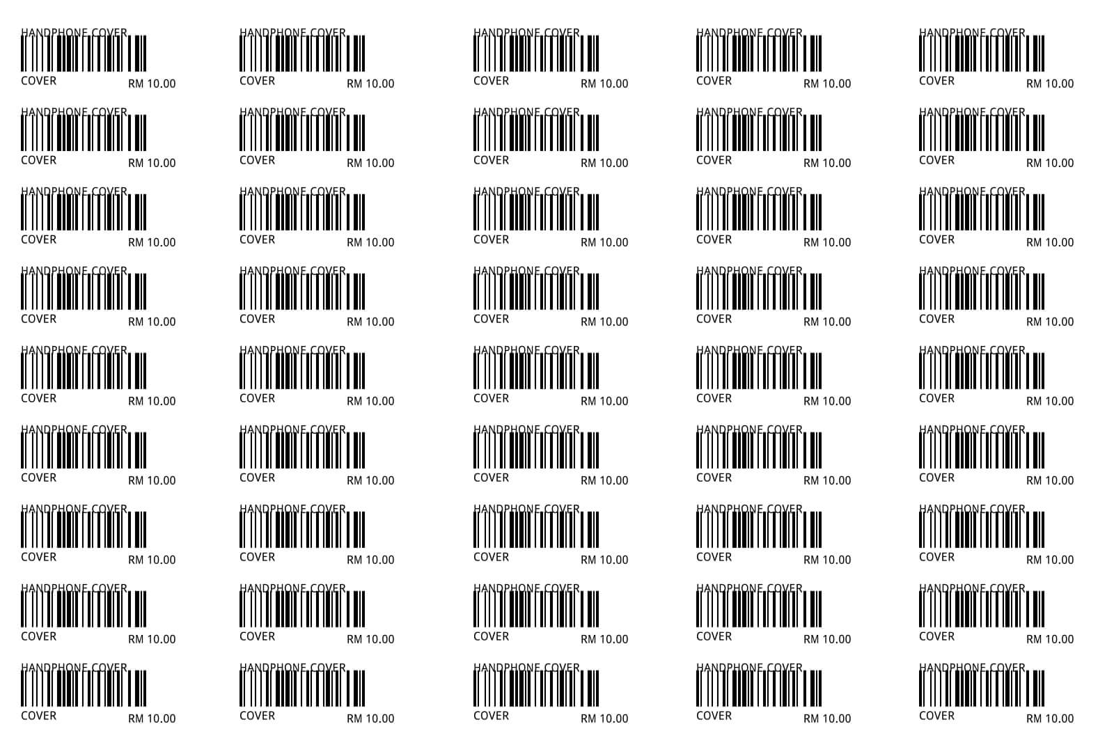 Barcode Sticker 5 x 9 Column (8 x 5.3 Inch)