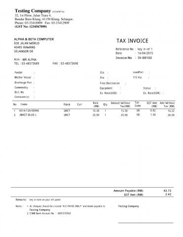 09 Tax Invoice - Forwarding