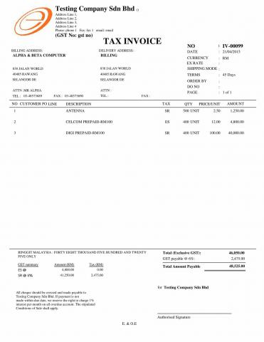 25 Tax Invoice (With GST Summary)
