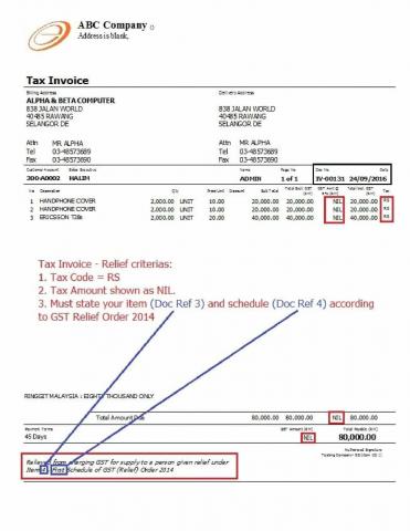 41 Sales Tax Invoice 8 RS1 GST Relief