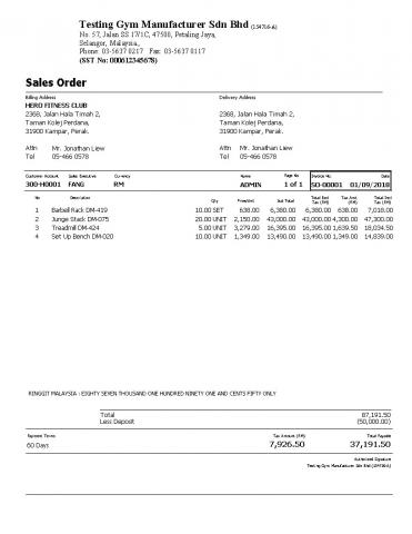 001 Sales Order Tax With Deposit SST