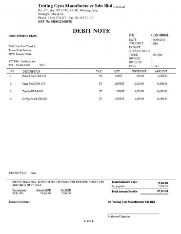 002 Sales Debit Note (WithTaxSummary) SST